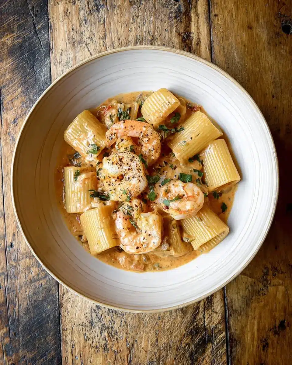 Delicious Marry Me Shrimp Pasta served in a bowl with fresh herbs