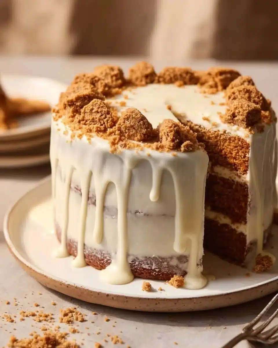 Delicious Oatmeal Cream Pie Cake with rich cream filling between soft oatmeal cookies