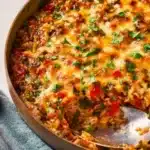 Delicious Pioneer Woman stuffed pepper casserole served in a vibrant dish