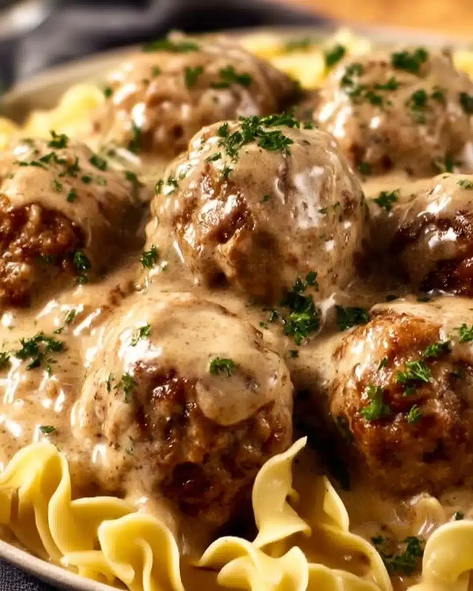 Delicious Swedish meatballs served with a rich and creamy sauce