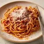 Delicious Bear Spaghetti dish with fresh ingredients on a plate.