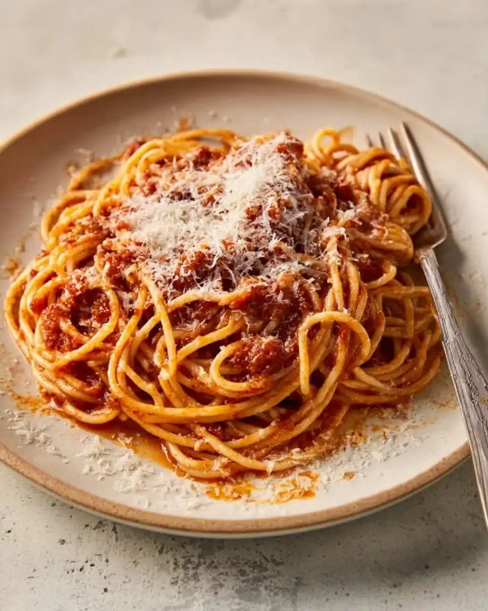 Delicious Bear Spaghetti dish with fresh ingredients on a plate.